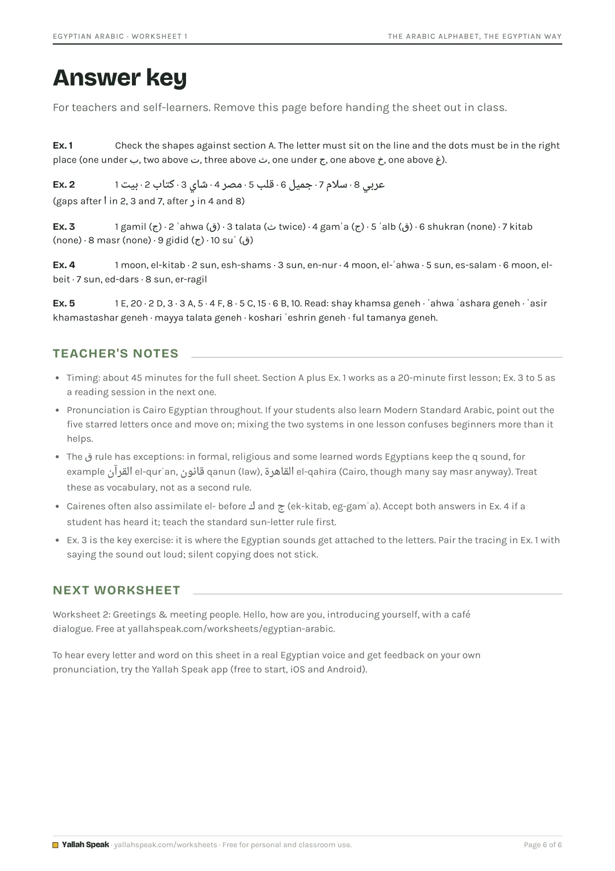 Abc Activity Connect Arabic Alphabet Worksheet (PDF): 28 Letters, Egyptian Sounds